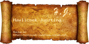 Havlicsek Jusztina névjegykártya
